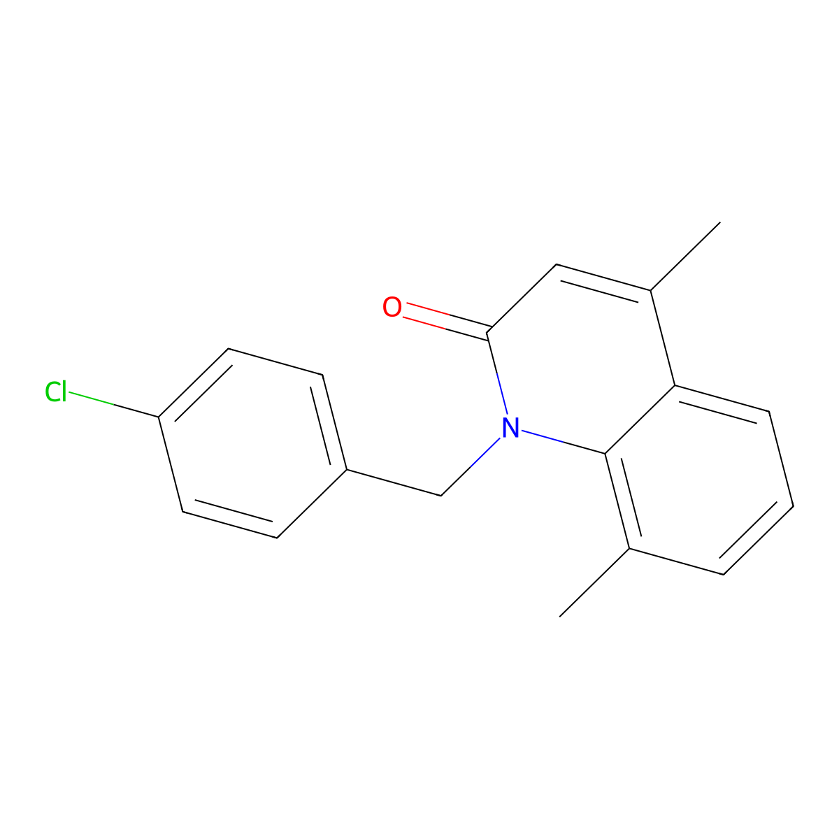 1-[(4-Chlorophenyl)methyl]-4,8-dimethylquinolin-2-one molecular structure, CAS 343374-02-7