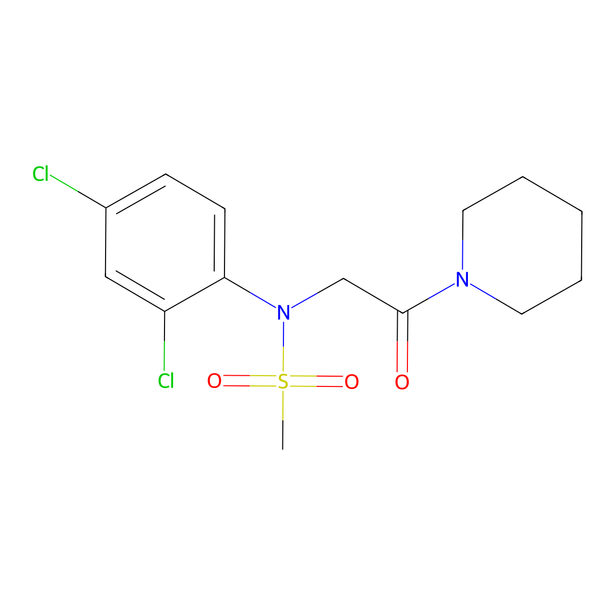 N-(2,4-dichlorophenyl)-N-[2-oxo-2-(piperidin-1-yl)ethyl]methanesulfonamide molecular structure, CAS 343374-06-1