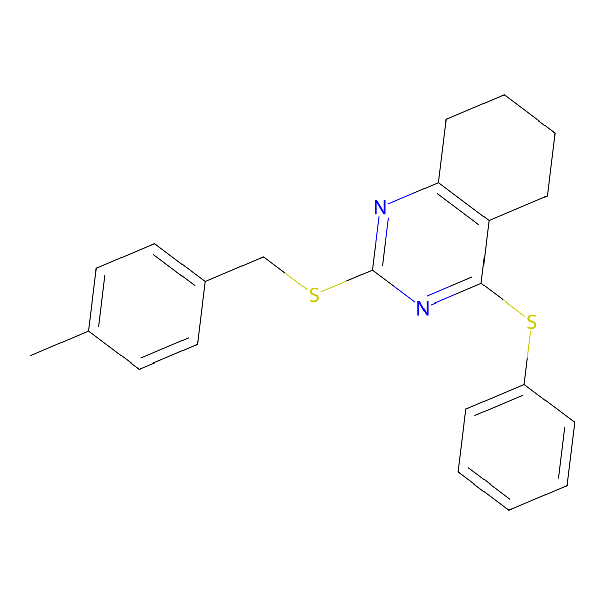 4-Methylbenzyl 4-(phenylsulfanyl)-5,6,7,8-tetrahydro-2-quinazolinyl sulfide molecular structure, CAS 343374-07-2
