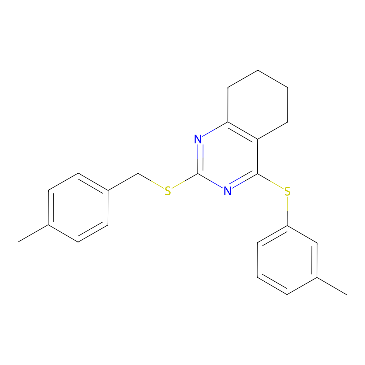 4-Methylbenzyl 4-[(3-methylphenyl)sulfanyl]-5,6,7,8-tetrahydro-2-quinazolinyl sulfide molecular structure, CAS 343374-10-7
