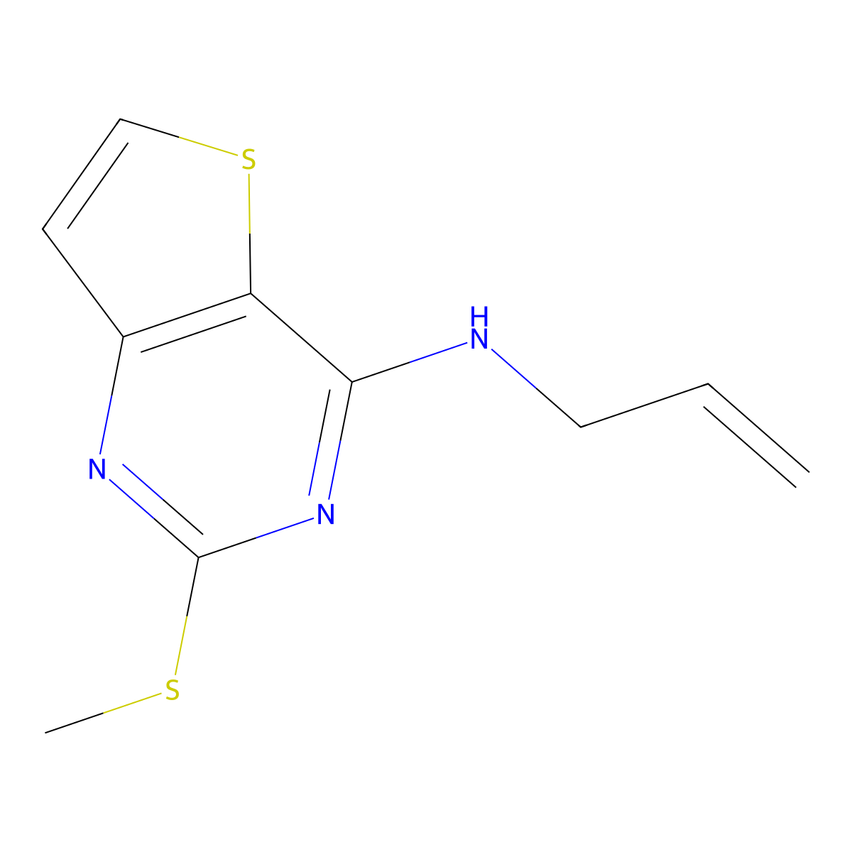N-allyl-2-(methylsulfanyl)thieno[3,2-d]pyrimidin-4-amine molecular structure, CAS 343374-12-9