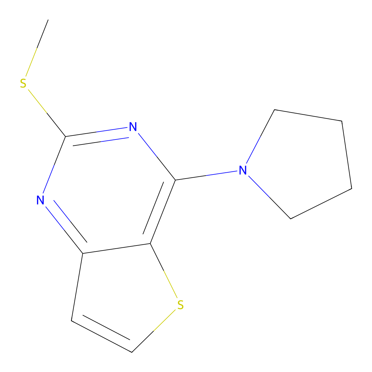 2-(Methylsulfanyl)-4-(1-pyrrolidinyl)thieno[3,2-d]pyrimidine molecular structure, CAS 343374-13-0