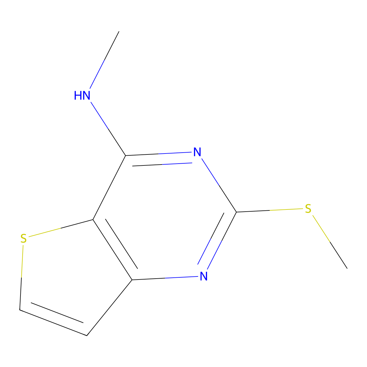 N-methyl-2-(methylsulfanyl)thieno[3,2-d]pyrimidin-4-amine molecular structure, CAS 343374-14-1