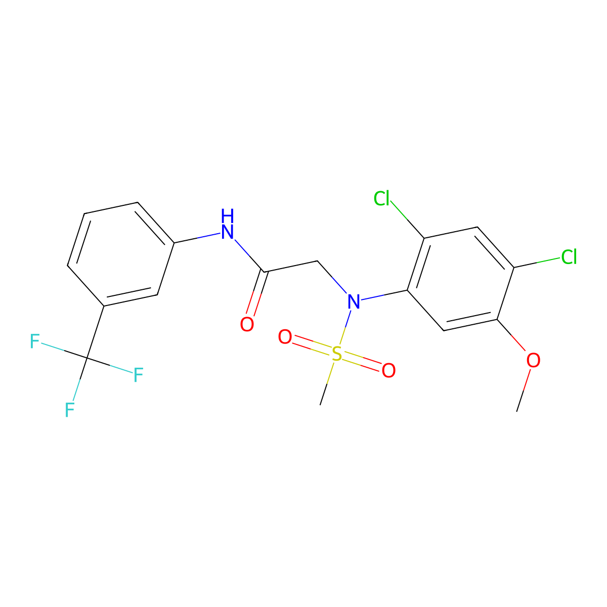 2-[2,4-dichloro-5-methoxy(methylsulfonyl)anilino]-N-[3-(trifluoromethyl)phenyl]acetamide molecular structure, CAS 343374-18-5