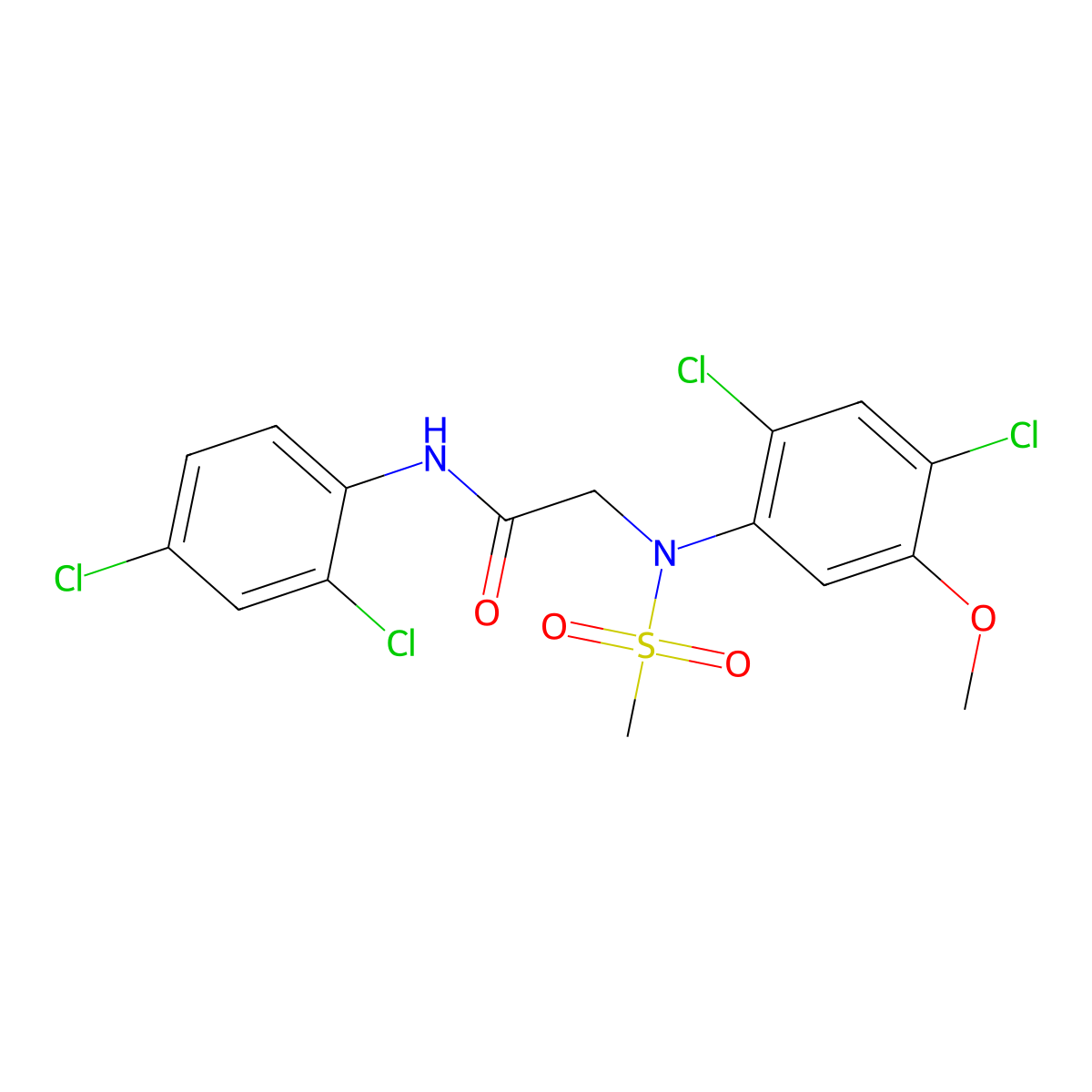 2-[2,4-dichloro-5-methoxy(methylsulfonyl)anilino]-N-(2,4-dichlorophenyl)acetamide molecular structure, CAS 343374-19-6