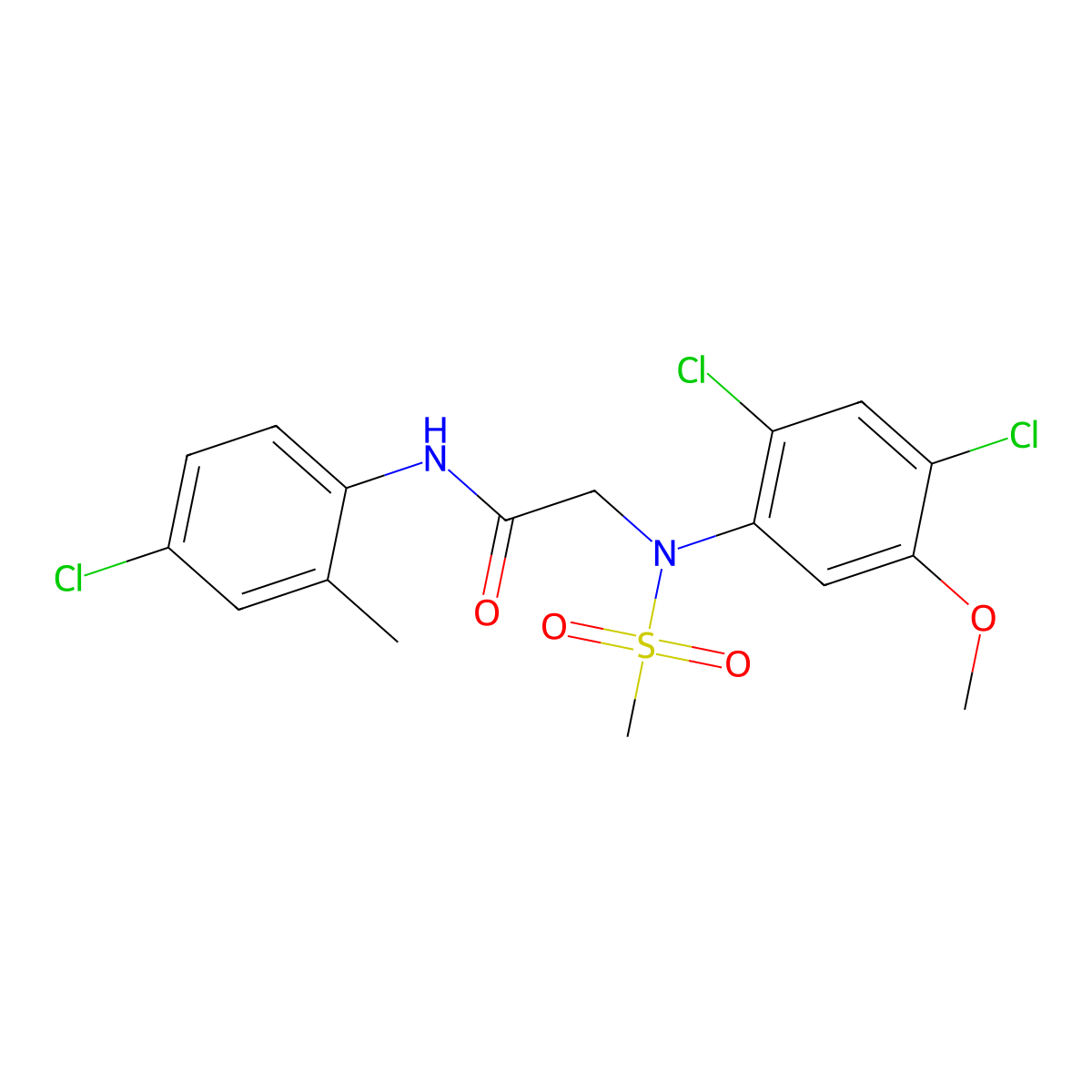 N-(4-chloro-2-methylphenyl)-2-[2,4-dichloro-5-methoxy(methylsulfonyl)anilino]acetamide molecular structure, CAS 343374-20-9