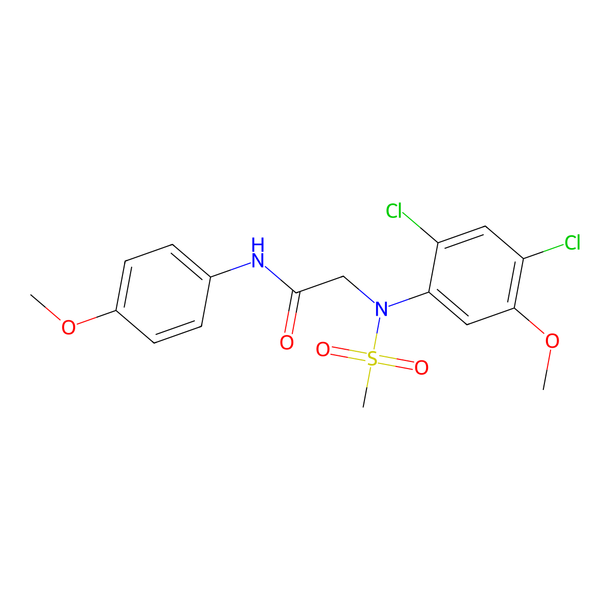 2-[2,4-dichloro-5-methoxy(methylsulfonyl)anilino]-N-(4-methoxyphenyl)acetamide molecular structure, CAS 343374-21-0