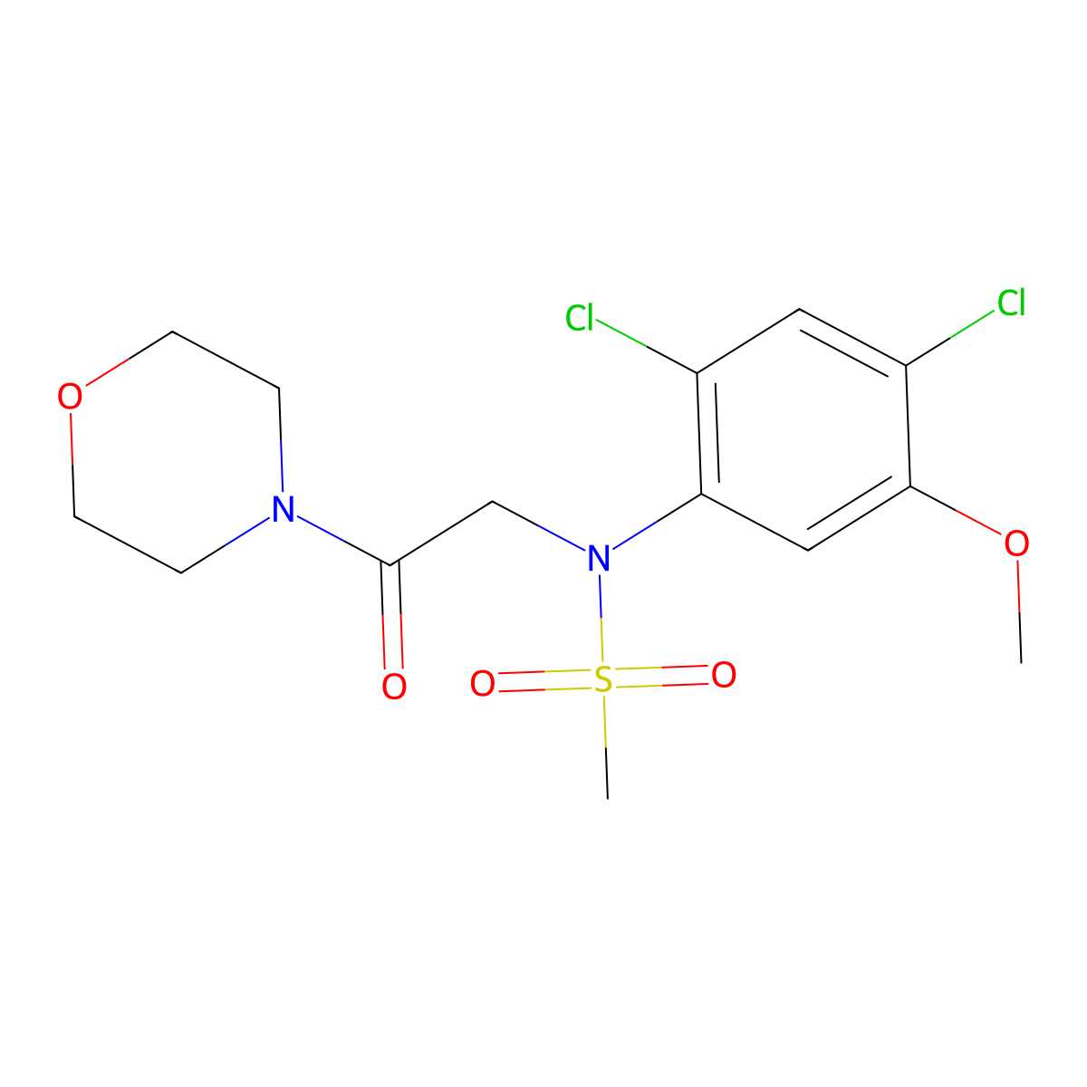 N-(2,4-dichloro-5-methoxyphenyl)-N-(2-morpholino-2-oxoethyl)methanesulfonamide molecular structure, CAS 343374-22-1