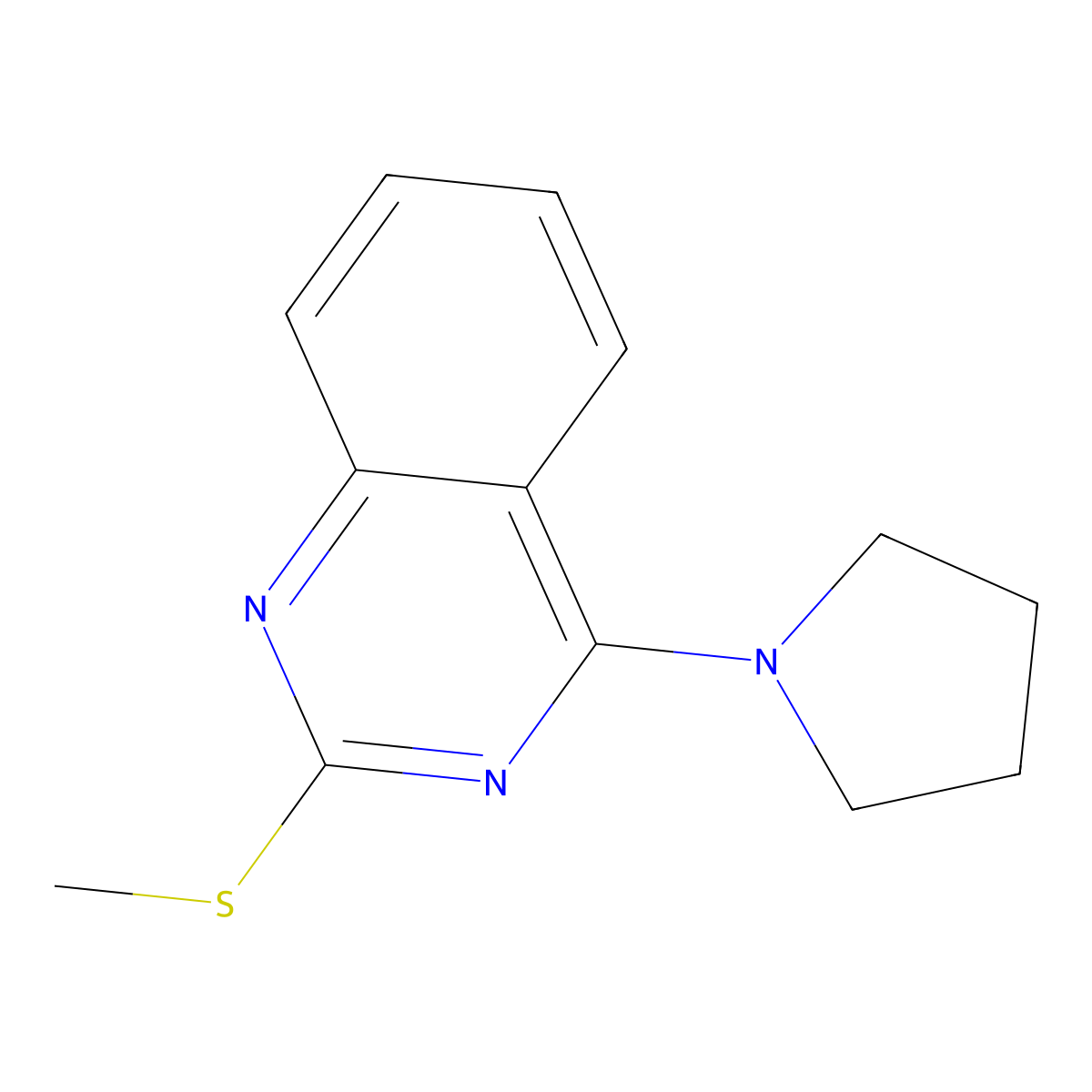 2-(Methylsulfanyl)-4-(1-pyrrolidinyl)quinazoline molecular structure, CAS 343374-23-2