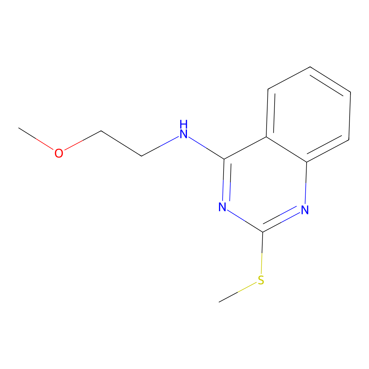 N-(2-methoxyethyl)-2-(methylsulfanyl)-4-quinazolinamine molecular structure, CAS 343374-24-3