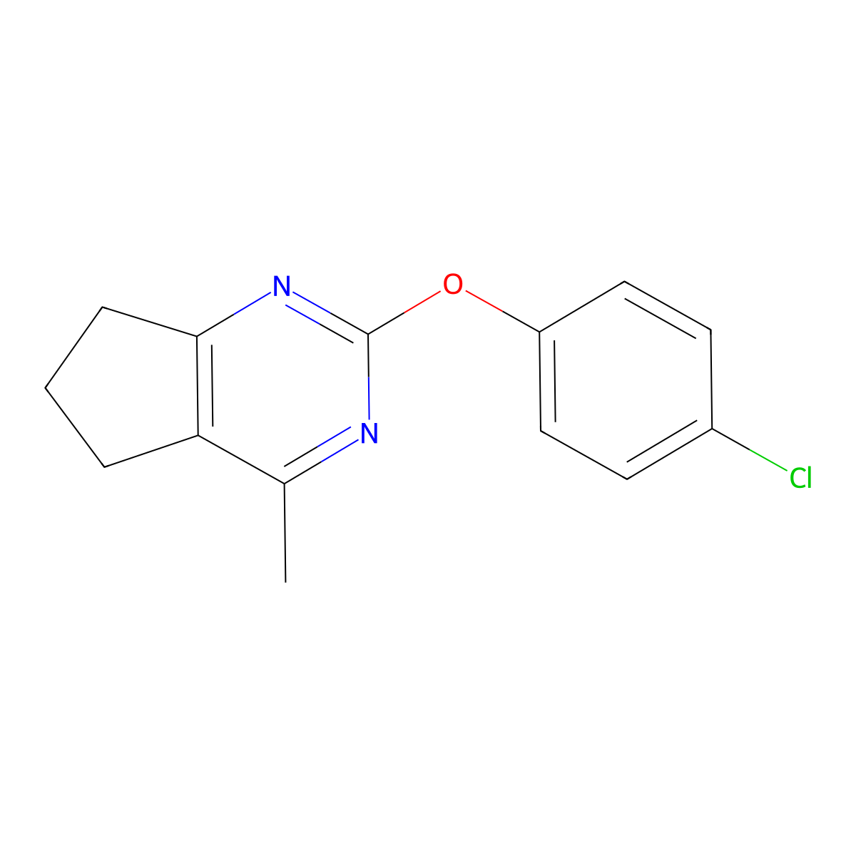 2-(4-chlorophenoxy)-4-methyl-6,7-dihydro-5H-cyclopenta[d]pyrimidine molecular structure, CAS 343374-31-2