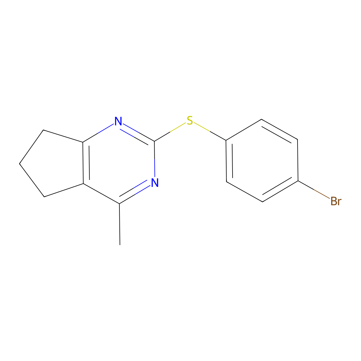 2-[(4-bromophenyl)sulfanyl]-4-methyl-6,7-dihydro-5H-cyclopenta[d]pyrimidine molecular structure, CAS 343374-32-3