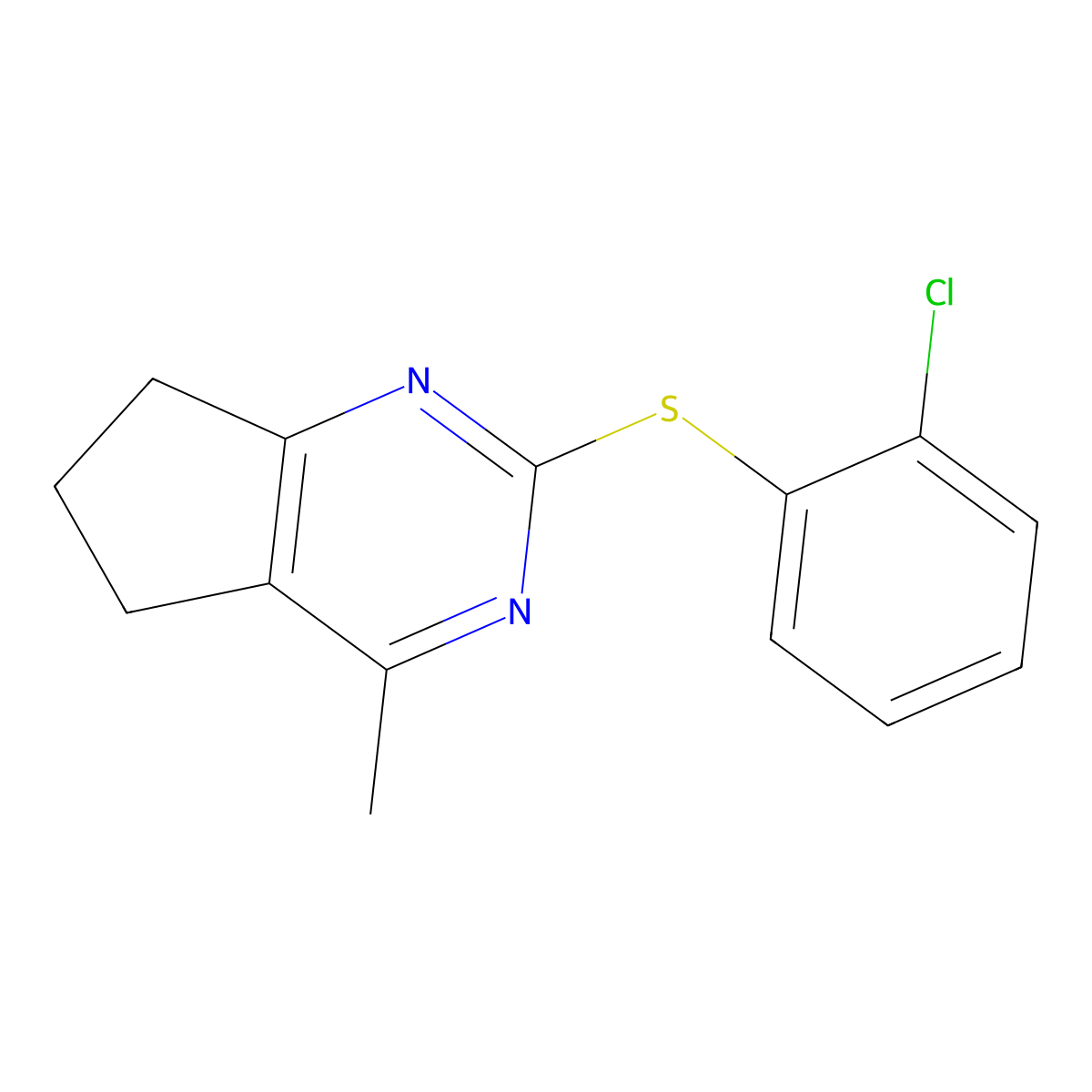 2-chlorophenyl 4-methyl-6,7-dihydro-5H-cyclopenta[d]pyrimidin-2-yl sulfide molecular structure, CAS 343374-33-4
