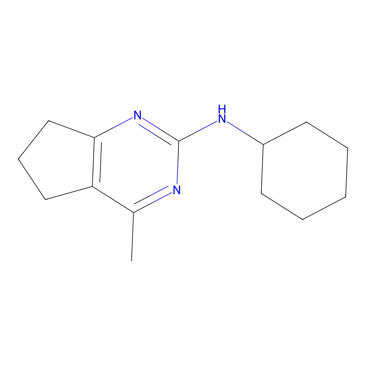 N-cyclohexyl-4-methyl-5H,6H,7H-cyclopenta[d]pyrimidin-2-amine molecular structure, CAS 343374-36-7