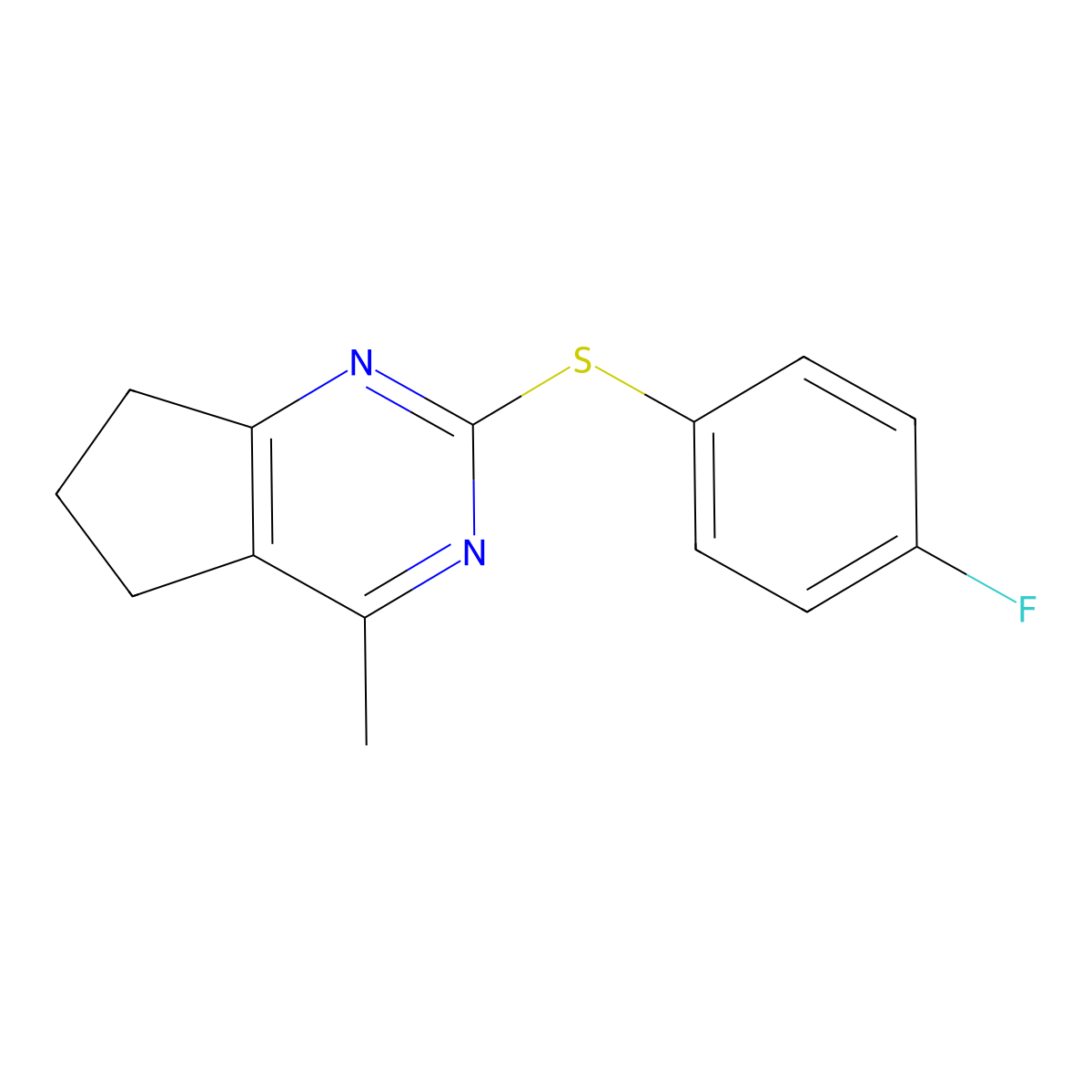 2-((4-Fluorophenyl)thio)-4-methyl-6,7-dihydro-5H-cyclopenta[d]pyrimidine molecular structure, CAS 343374-37-8