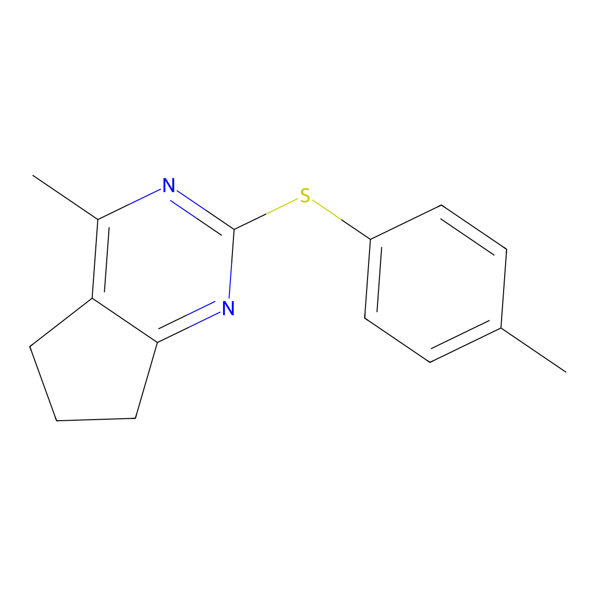 4-methyl-2-[(4-methylphenyl)sulfanyl]-6,7-dihydro-5H-cyclopenta[d]pyrimidine molecular structure, CAS 343374-38-9