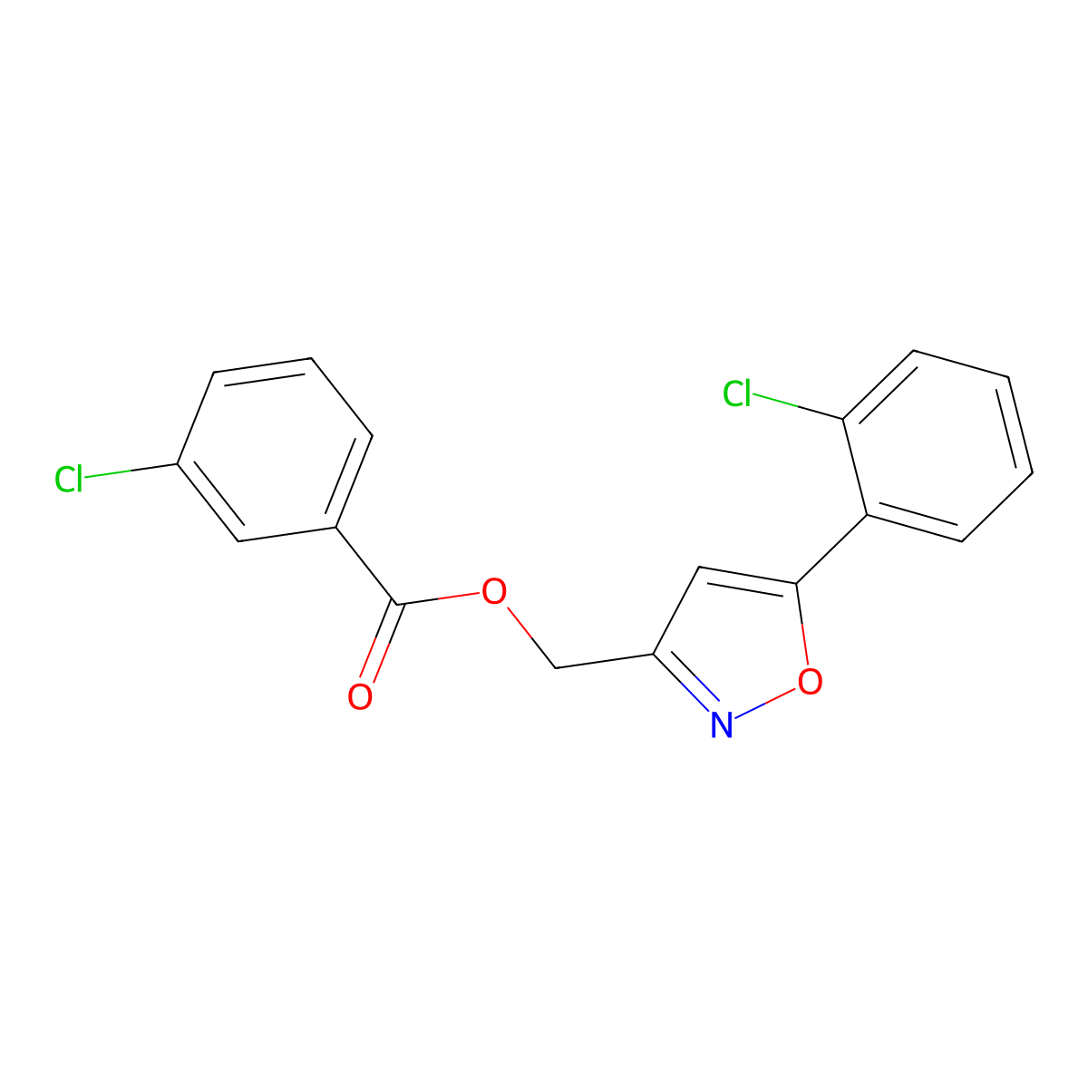 [5-(2-Chlorophenyl)-3-isoxazolyl]methyl 3-chlorobenzenecarboxylate molecular structure, CAS 343374-48-1