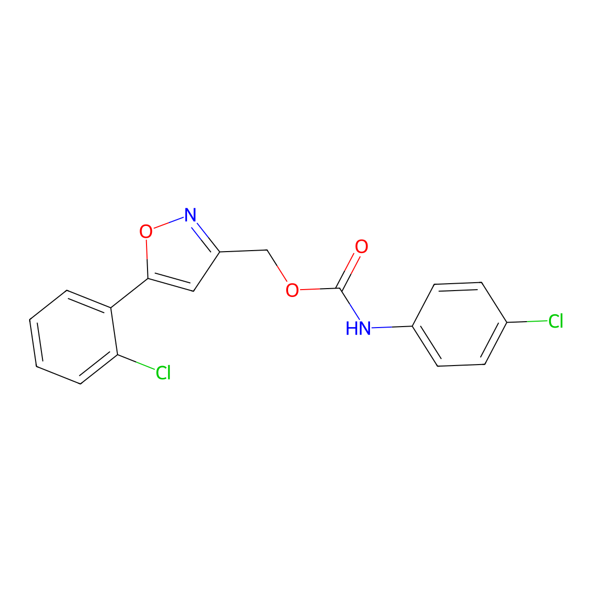 [5-(2-chlorophenyl)-1,2-oxazol-3-yl]methyl N-(4-chlorophenyl)carbamate molecular structure, CAS 343374-49-2