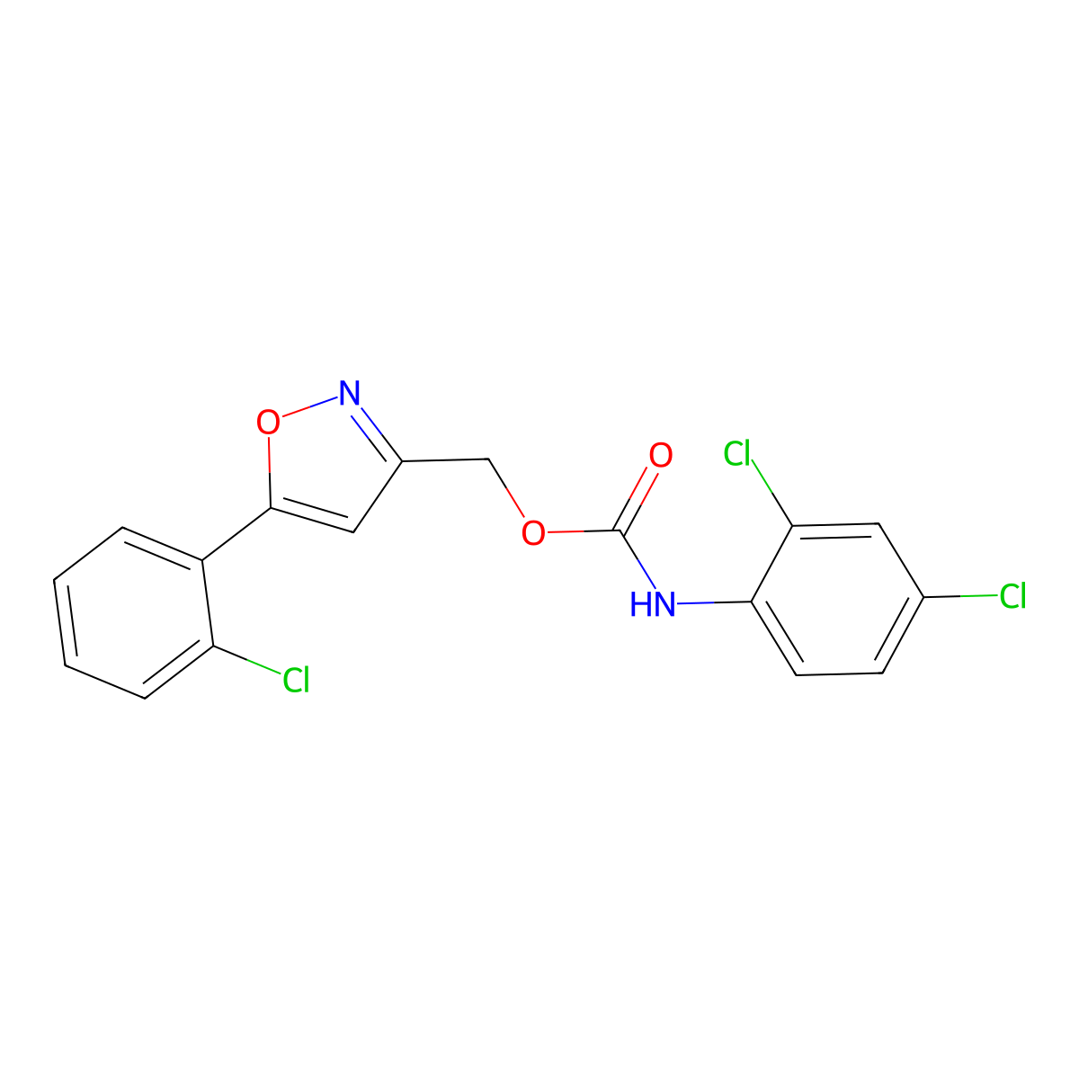 [5-(2-chlorophenyl)-1,2-oxazol-3-yl]methyl N-(2,4-dichlorophenyl)carbamate molecular structure, CAS 343374-51-6