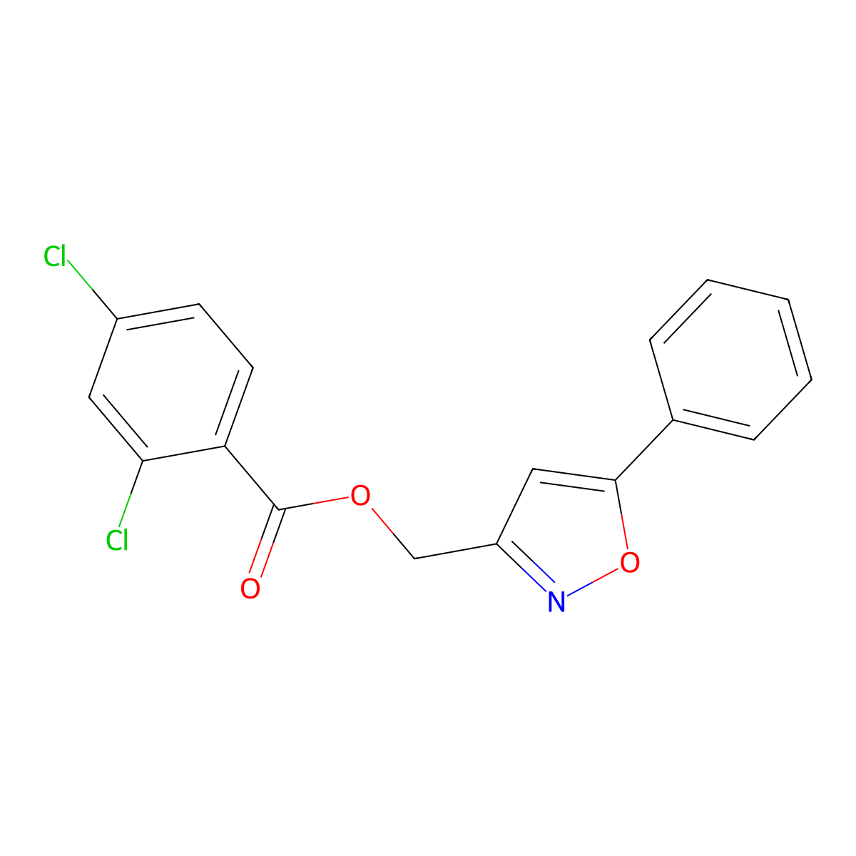 (5-Phenyl-3-isoxazolyl)methyl 2,4-dichlorobenzenecarboxylate molecular structure, CAS 343374-55-0