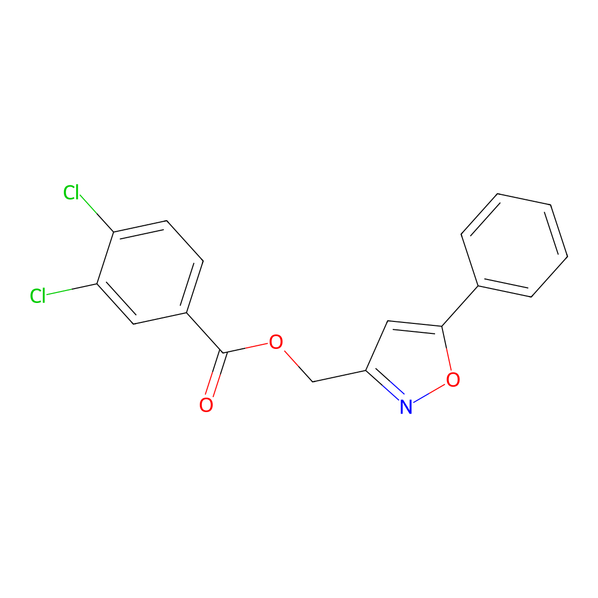 (5-Phenyl-3-isoxazolyl)methyl 3,4-dichlorobenzenecarboxylate molecular structure, CAS 343374-57-2