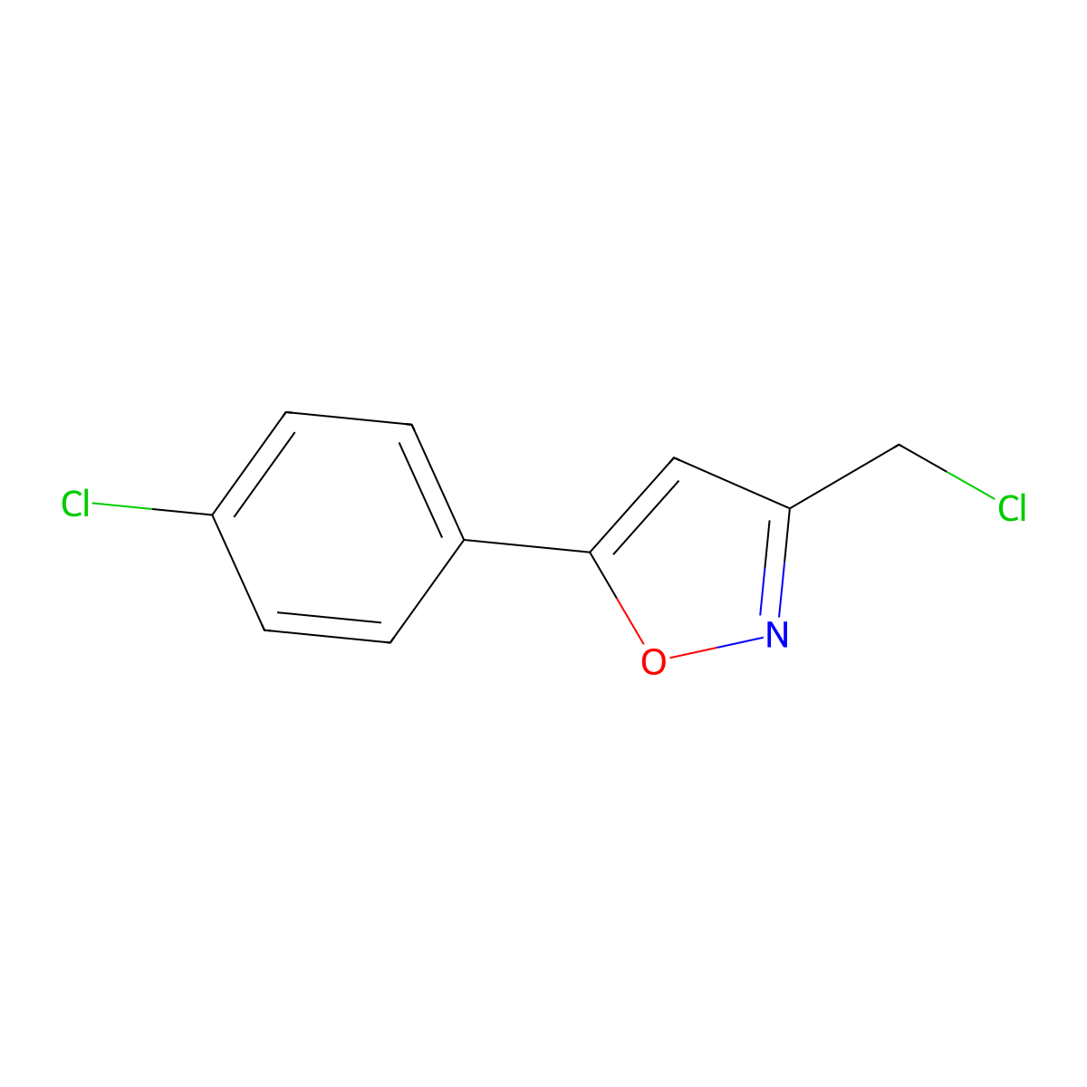3-(Chloromethyl)-5-(4-chlorophenyl)-1,2-oxazole molecular structure, CAS 343374-64-1