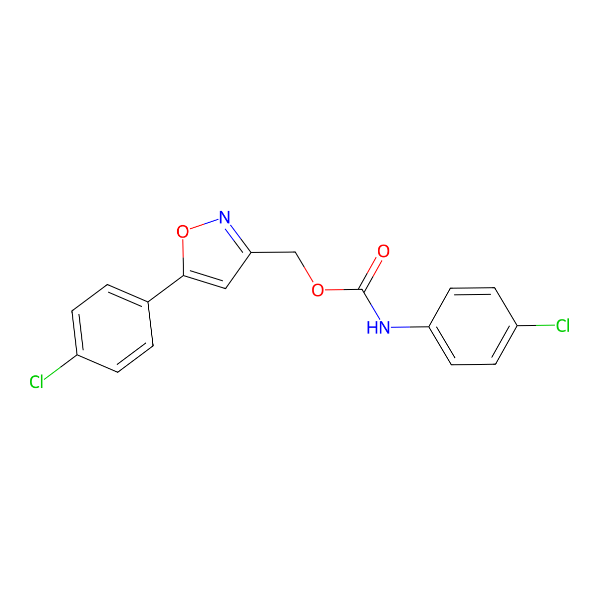[5-(4-chlorophenyl)-1,2-oxazol-3-yl]methyl N-(4-chlorophenyl)carbamate molecular structure, CAS 343374-65-2