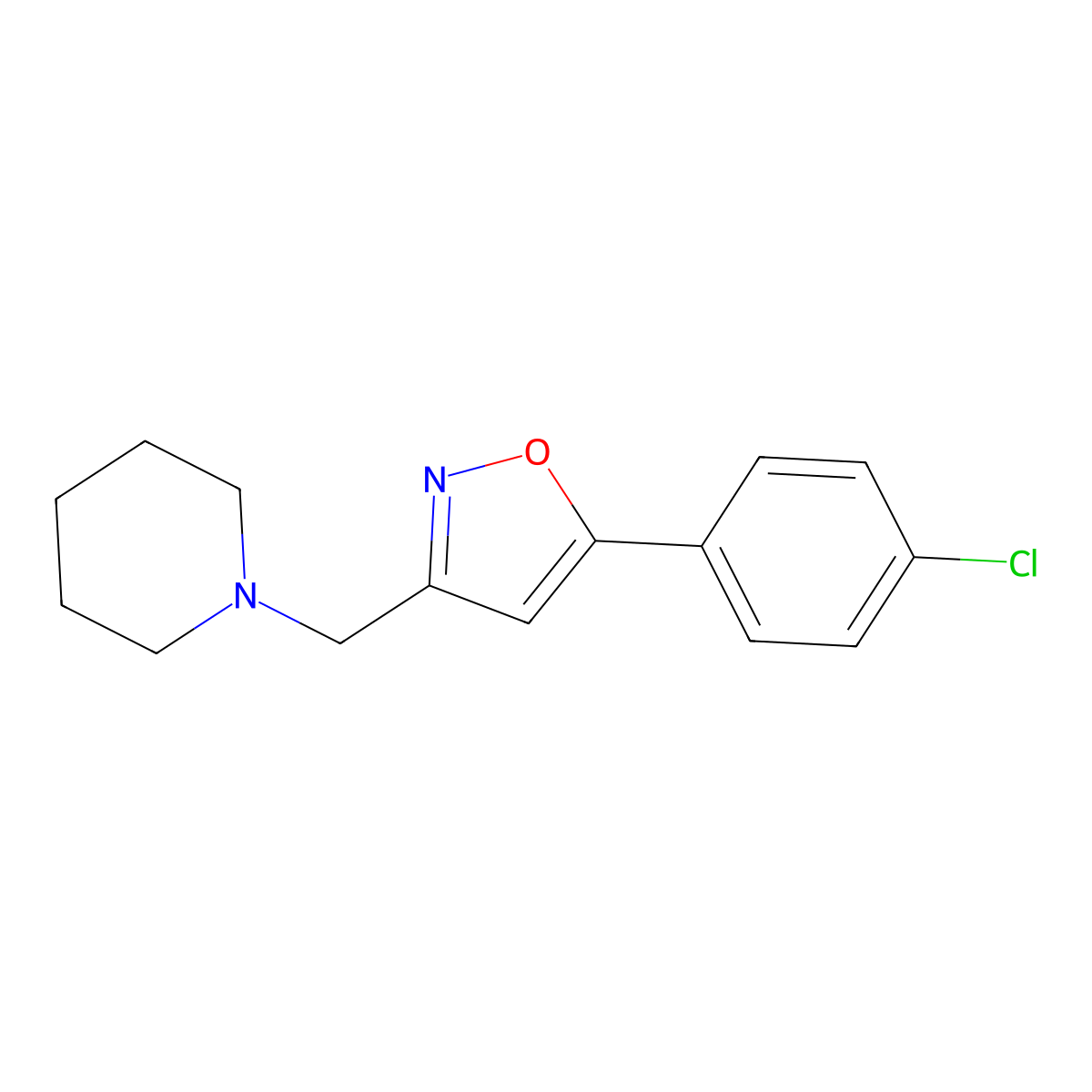 1-{[5-(4-Chlorophenyl)-3-isoxazolyl]methyl}piperidine molecular structure, CAS 343374-67-4