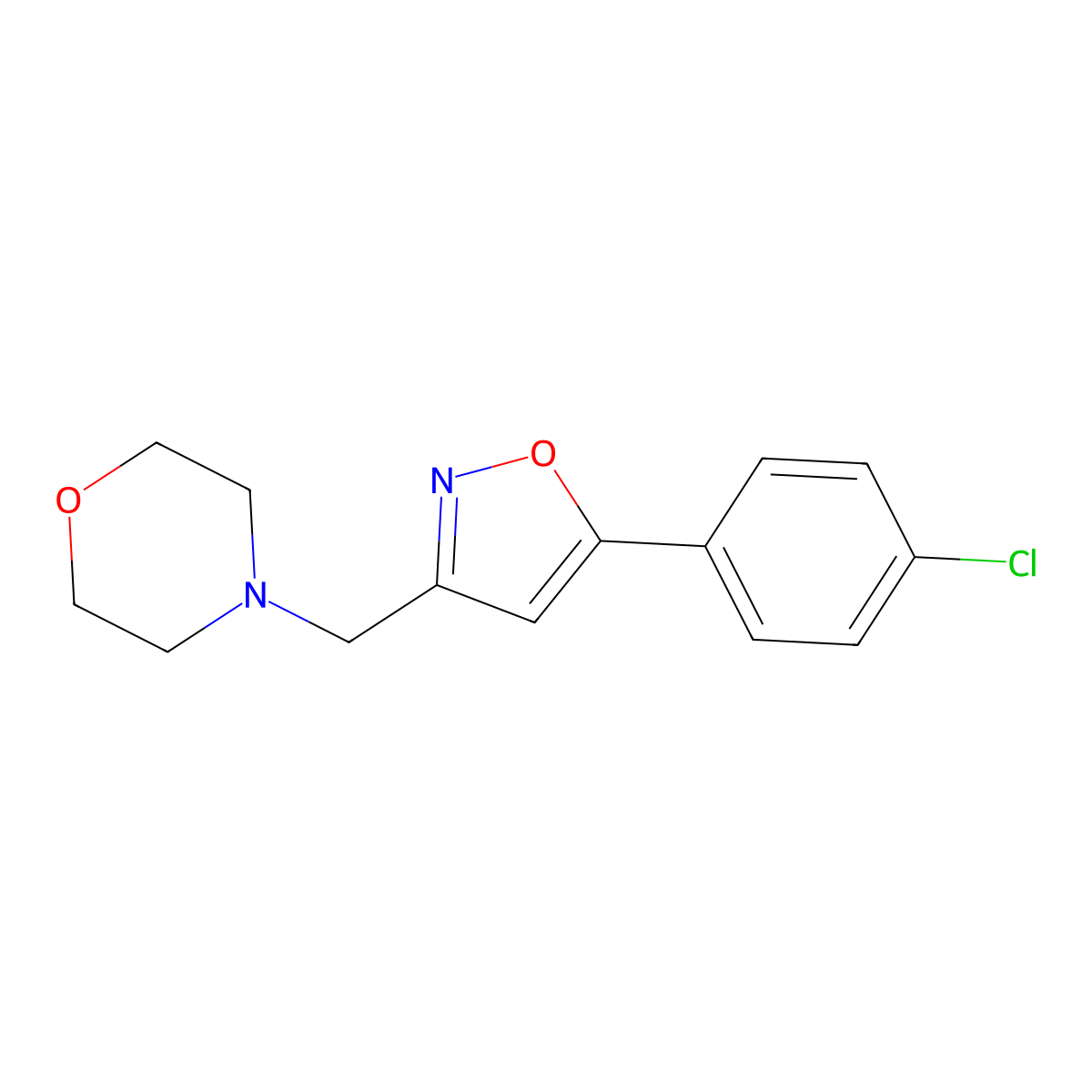 4-{[5-(4-Chlorophenyl)-3-isoxazolyl]methyl}morpholine molecular structure, CAS 343374-69-6