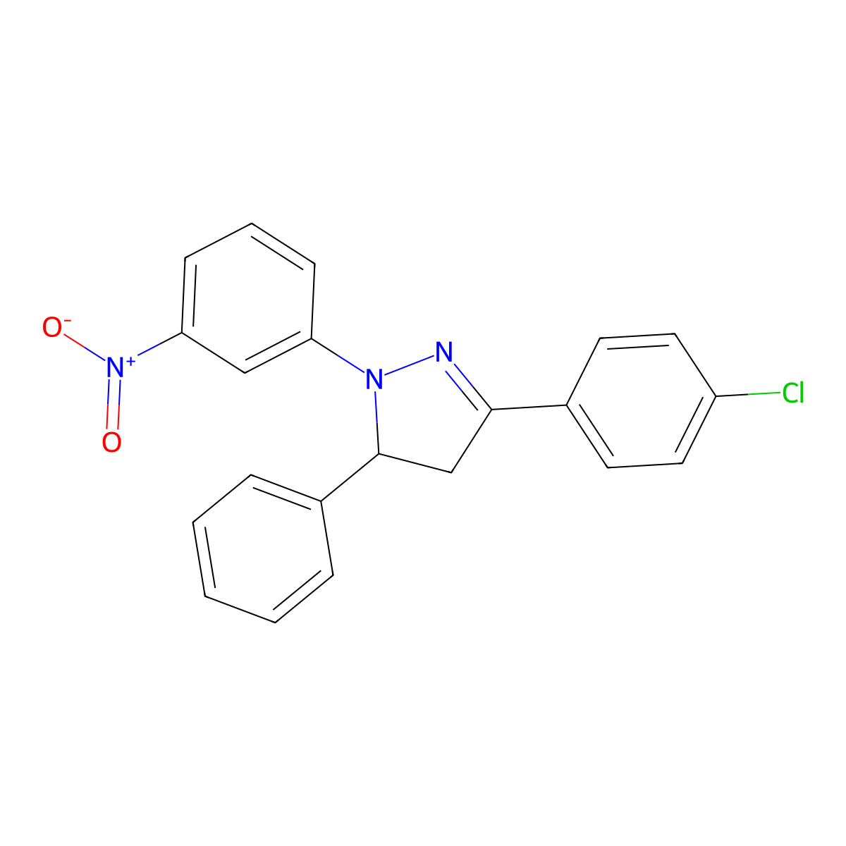 3-(4-chlorophenyl)-1-(3-nitrophenyl)-5-phenyl-4,5-dihydro-1H-pyrazole molecular structure, CAS 343374-72-1
