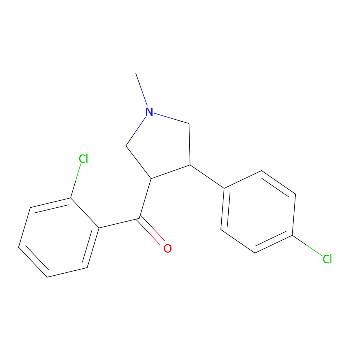 (2-chlorophenyl)[4-(4-chlorophenyl)-1-methyltetrahydro-1H-pyrrol-3-yl]methanone molecular structure, CAS 343374-80-1