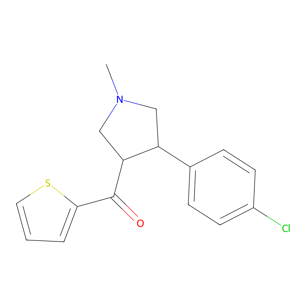 [4-(4-chlorophenyl)-1-methyltetrahydro-1H-pyrrol-3-yl](2-thienyl)methanone molecular structure, CAS 343374-81-2