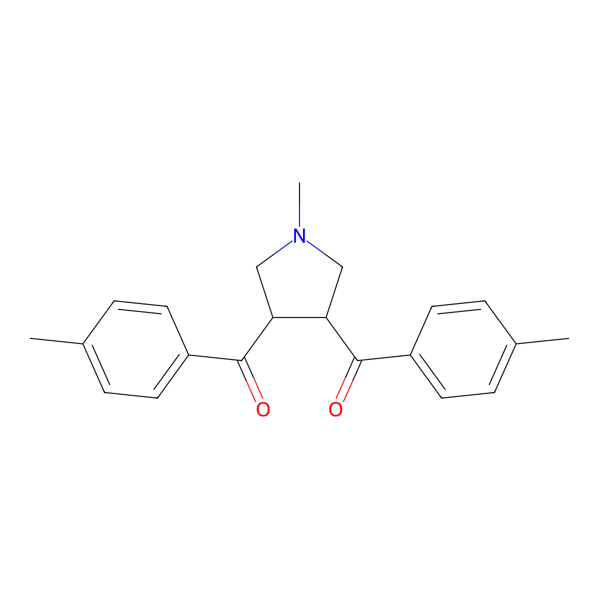 [1-methyl-4-(4-methylbenzoyl)tetrahydro-1H-pyrrol-3-yl](4-methylphenyl)methanone molecular structure, CAS 343374-85-6