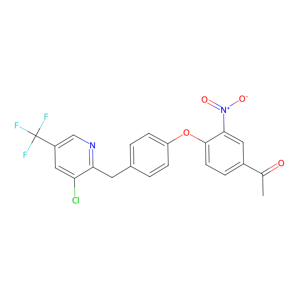 1-[4-(4-{[3-Chloro-5-(trifluoromethyl)-2-pyridinyl]methyl}phenoxy)-3-nitrophenyl]-1-ethanone molecular structure, CAS 343374-87-8