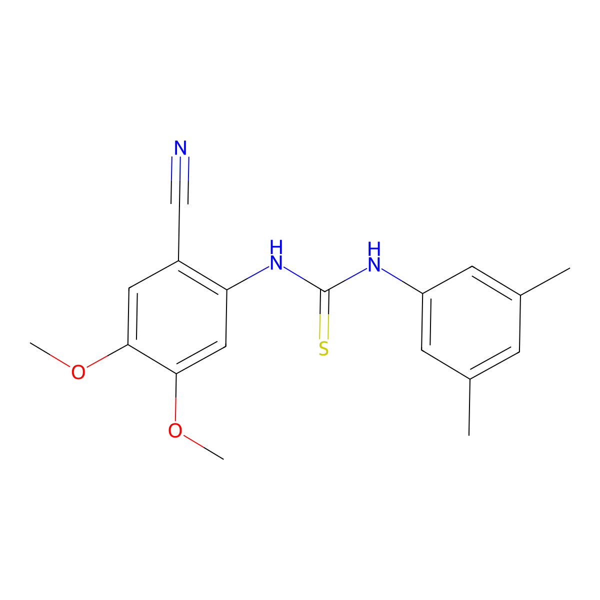 N-(2-cyano-4,5-dimethoxyphenyl)-N'-(3,5-dimethylphenyl)thiourea molecular structure, CAS 343374-96-9