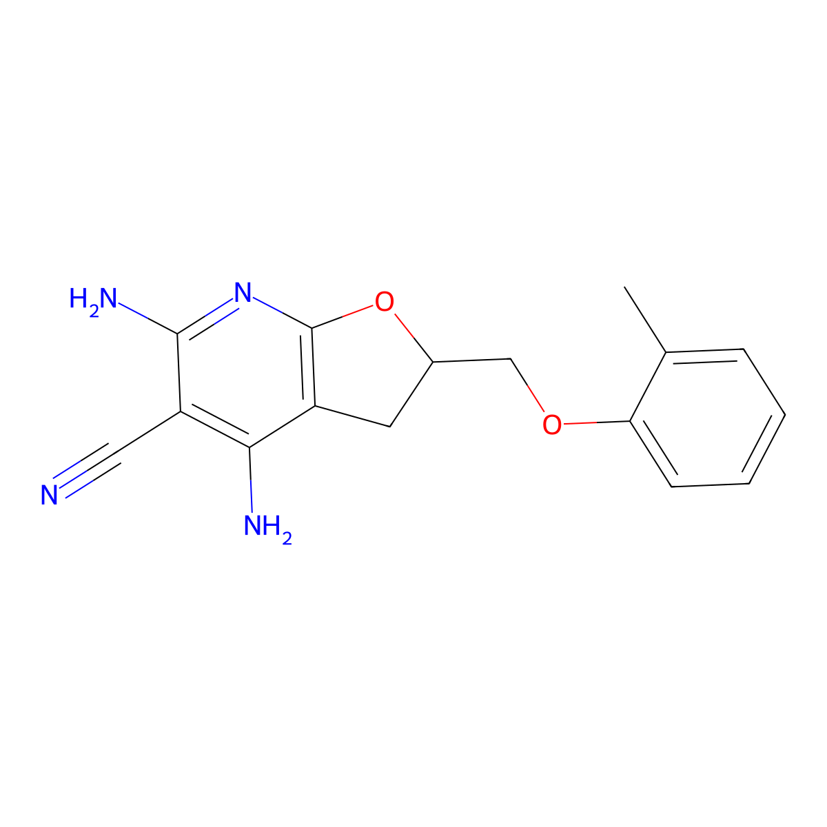 4,6-Diamino-2-[(2-methylphenoxy)methyl]-2,3-dihydrofuro[2,3-b]pyridine-5-carbonitrile molecular structure, CAS 343374-98-1