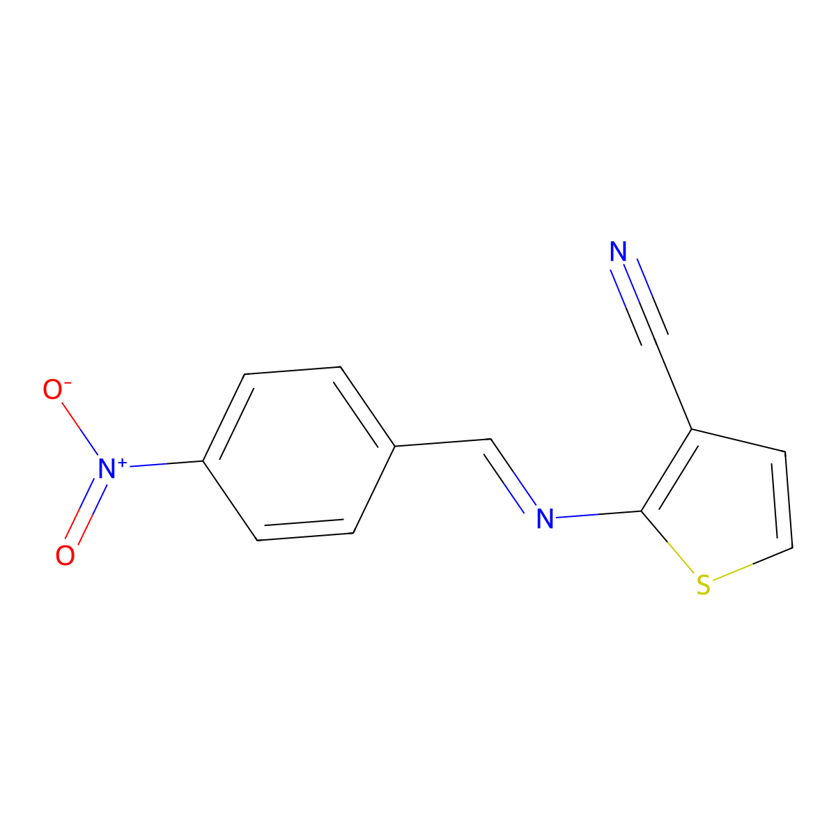 2-{[(E)-(4-nitrophenyl)methylidene]amino}-3-thiophenecarbonitrile molecular structure, CAS 343374-99-2