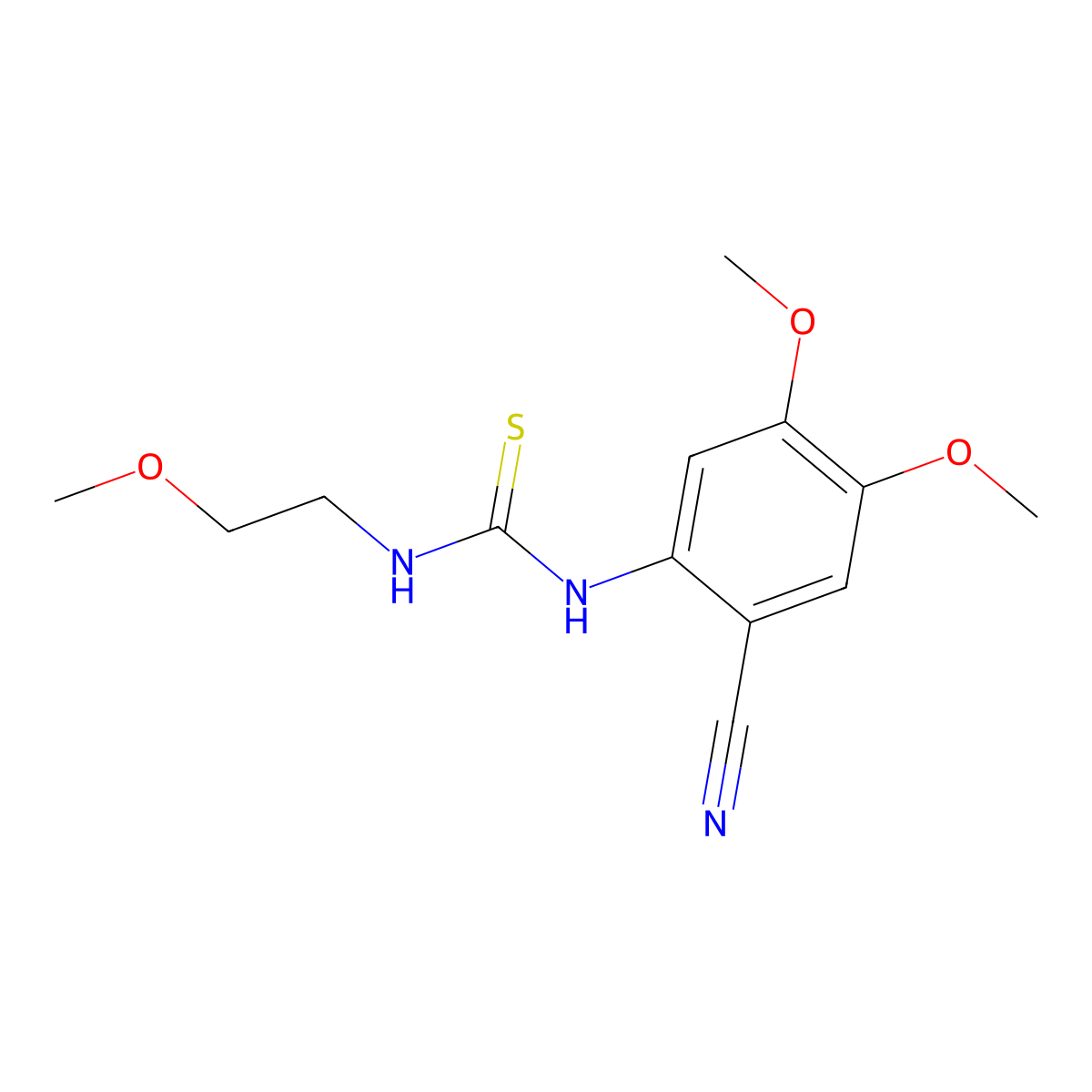 1-(2-Cyano-4,5-dimethoxyphenyl)-3-(2-methoxyethyl)thiourea molecular structure, CAS 343375-02-0