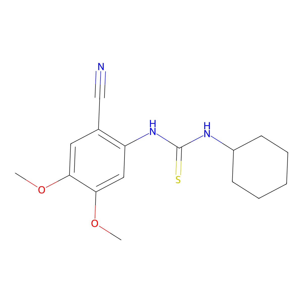 N-(2-cyano-4,5-dimethoxyphenyl)-N'-cyclohexylthiourea molecular structure, CAS 343375-03-1