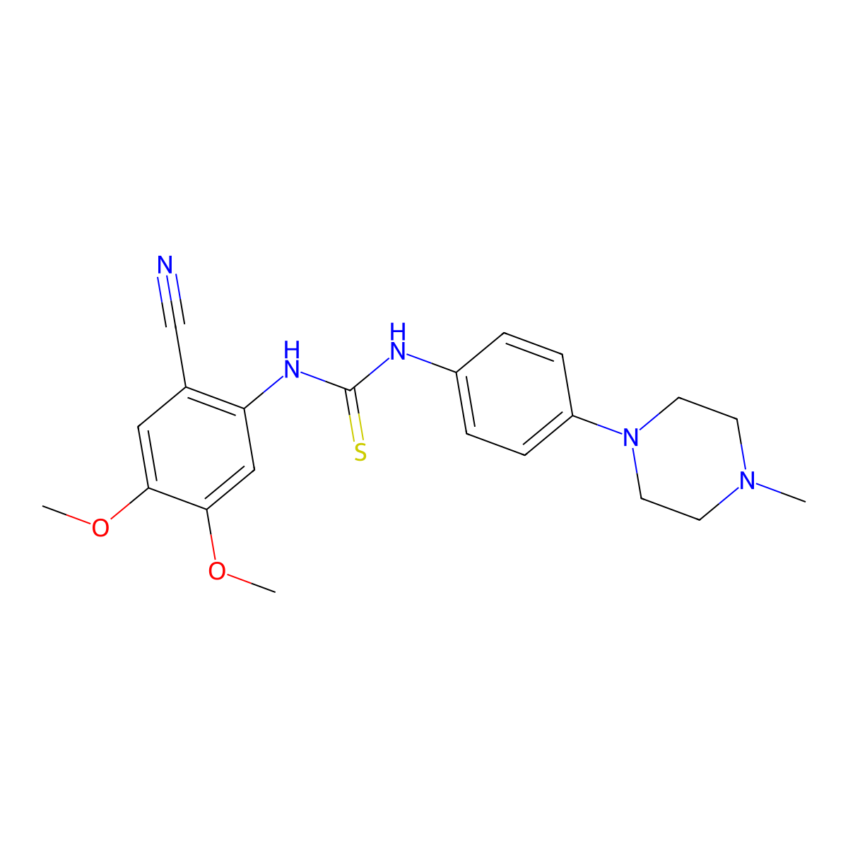 N-(2-cyano-4,5-dimethoxyphenyl)-N'-[4-(4-methylpiperazino)phenyl]thiourea molecular structure, CAS 343375-05-3