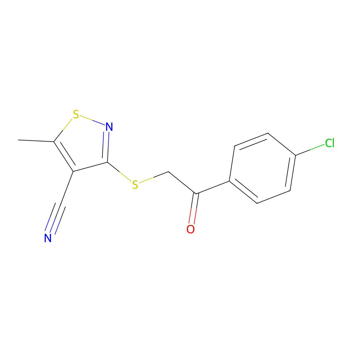 3-{[2-(4-Chlorophenyl)-2-oxoethyl]sulfanyl}-5-methyl-4-isothiazolecarbonitrile molecular structure, CAS 343375-34-8