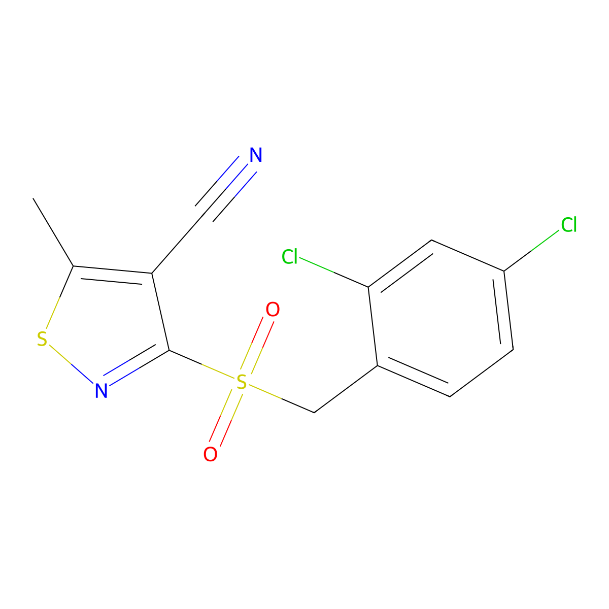 3-[(2,4-Dichlorobenzyl)sulfonyl]-5-methyl-4-isothiazolecarbonitrile molecular structure, CAS 343375-35-9