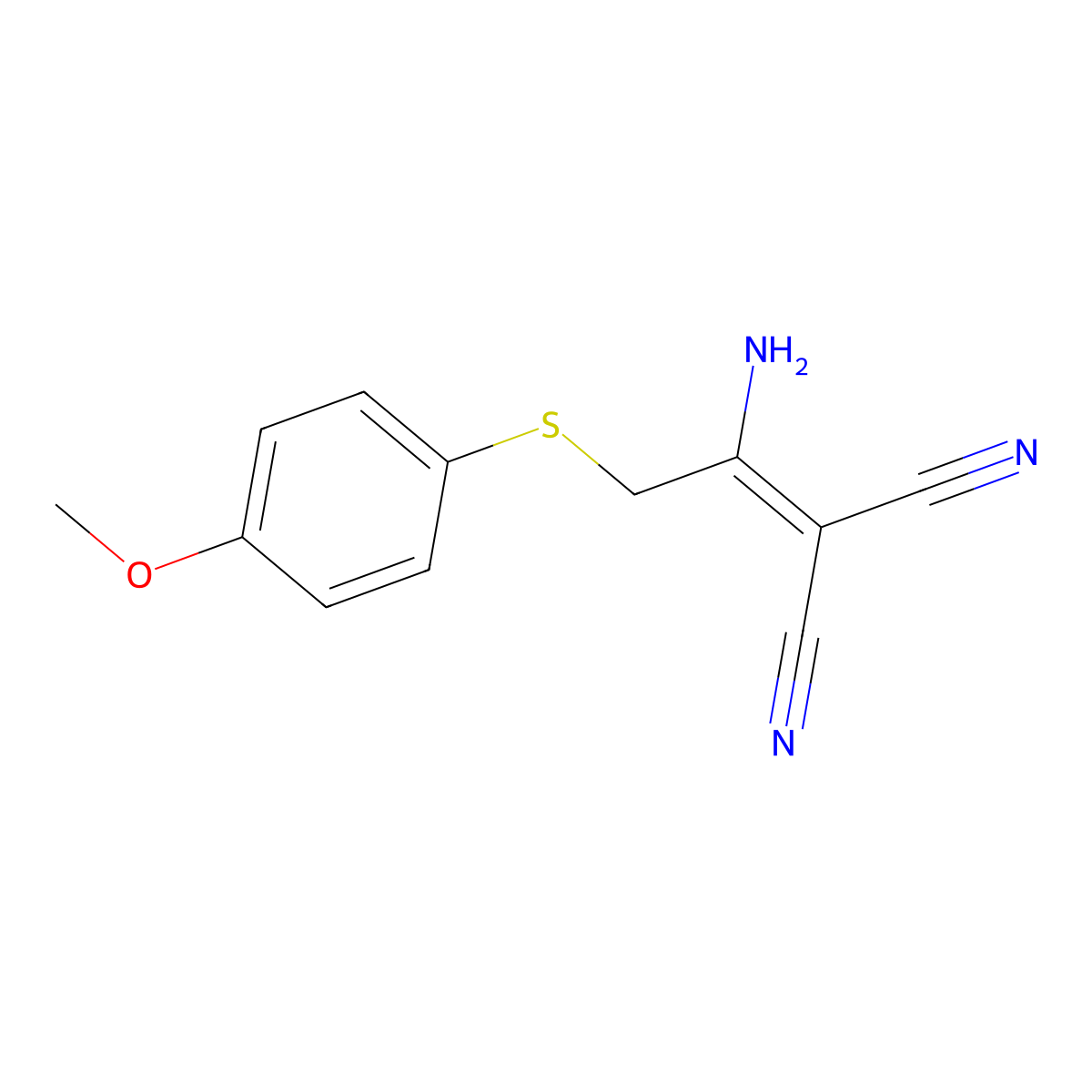 2-(1-Amino-2-((4-methoxyphenyl)sulfanyl)ethylidene)malononitrile molecular structure, CAS 343375-45-1
