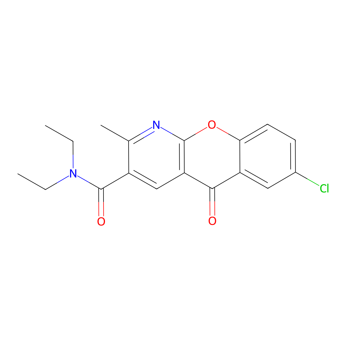7-chloro-N,N-diethyl-2-methyl-5-oxo-5H-chromeno[2,3-b]pyridine-3-carboxamide molecular structure, CAS 343375-47-3