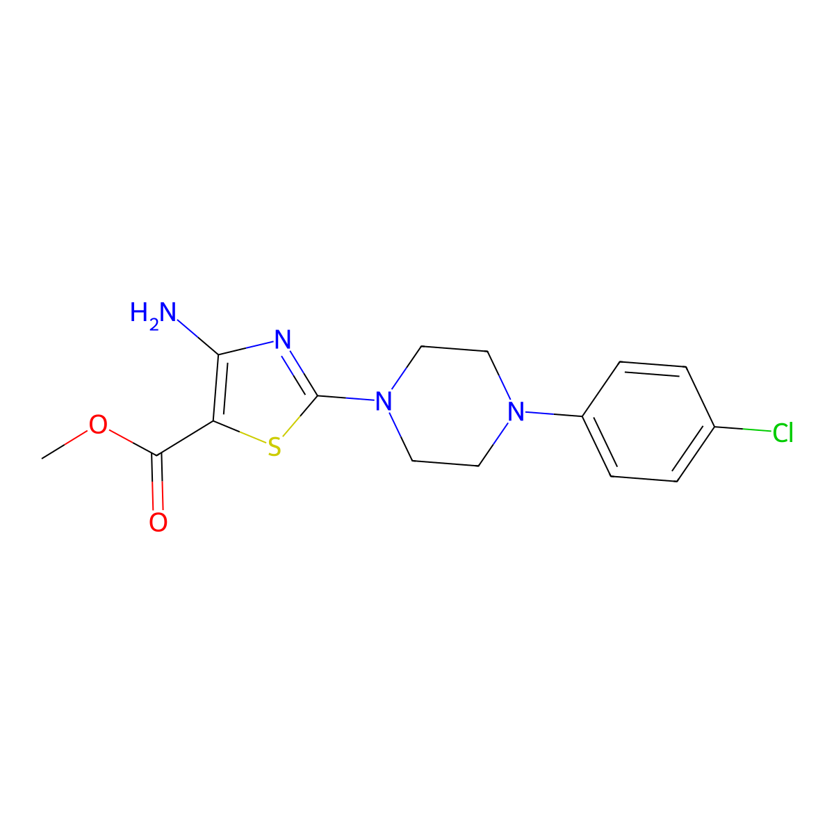 Methyl 4-amino-2-[4-(4-chlorophenyl)piperazino]-1,3-thiazole-5-carboxylate molecular structure, CAS 343375-62-2
