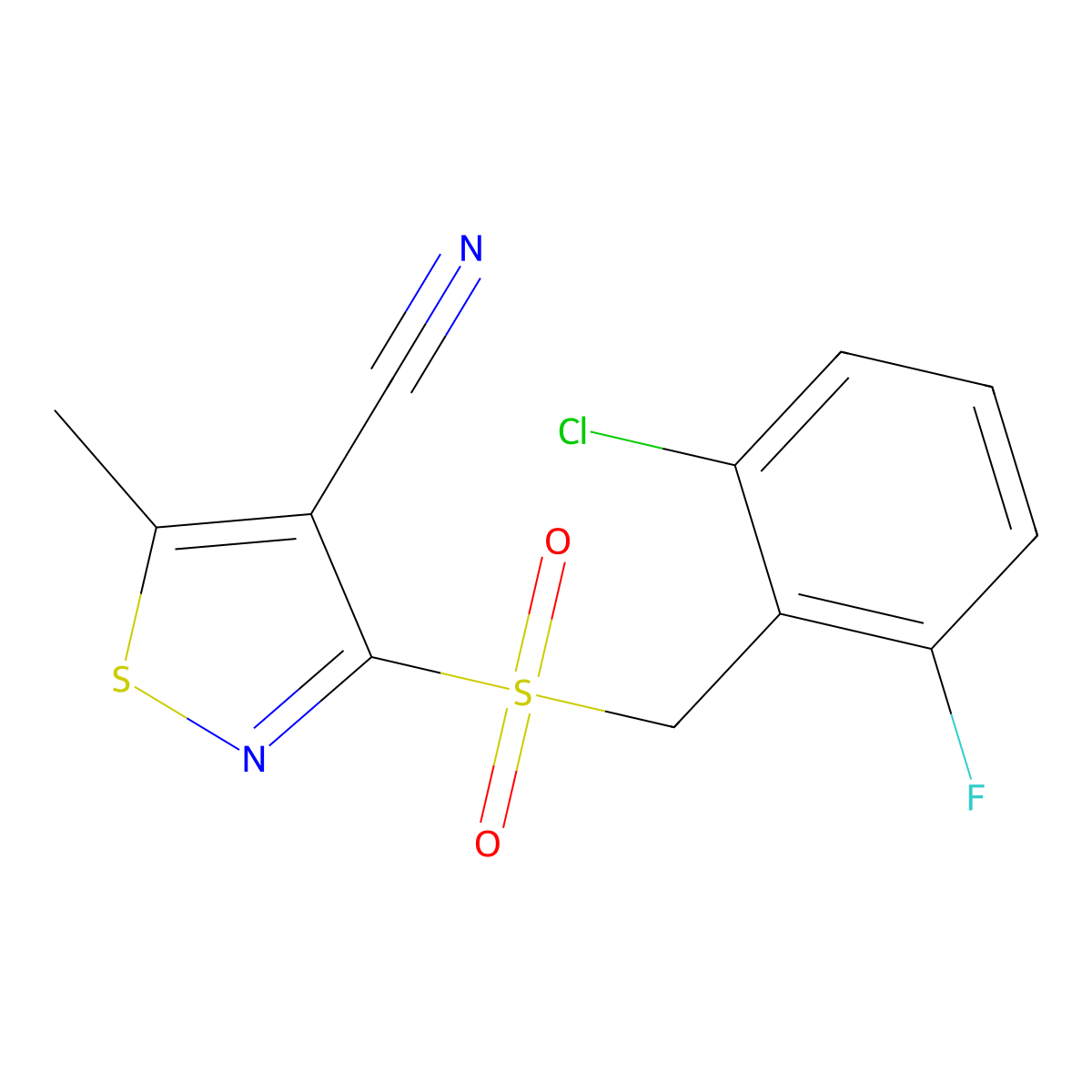 3-[(2-Chloro-6-fluorobenzyl)sulfonyl]-5-methyl-4-isothiazolecarbonitrile molecular structure, CAS 343375-68-8