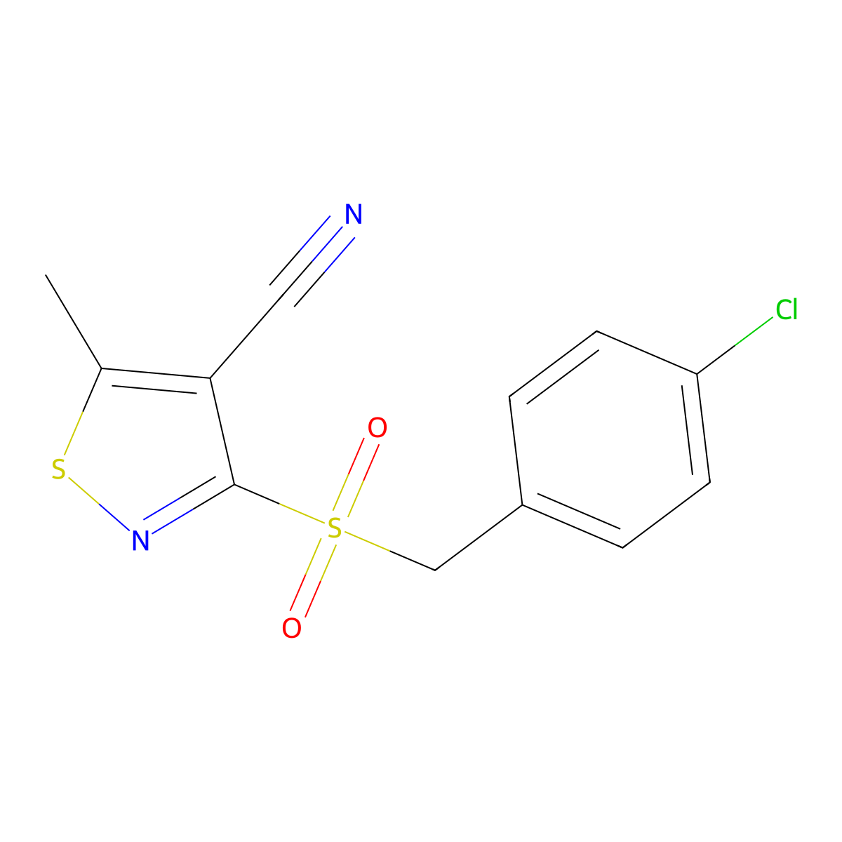 3-[(4-Chlorobenzyl)sulfonyl]-5-methyl-4-isothiazolecarbonitrile molecular structure, CAS 343375-69-9