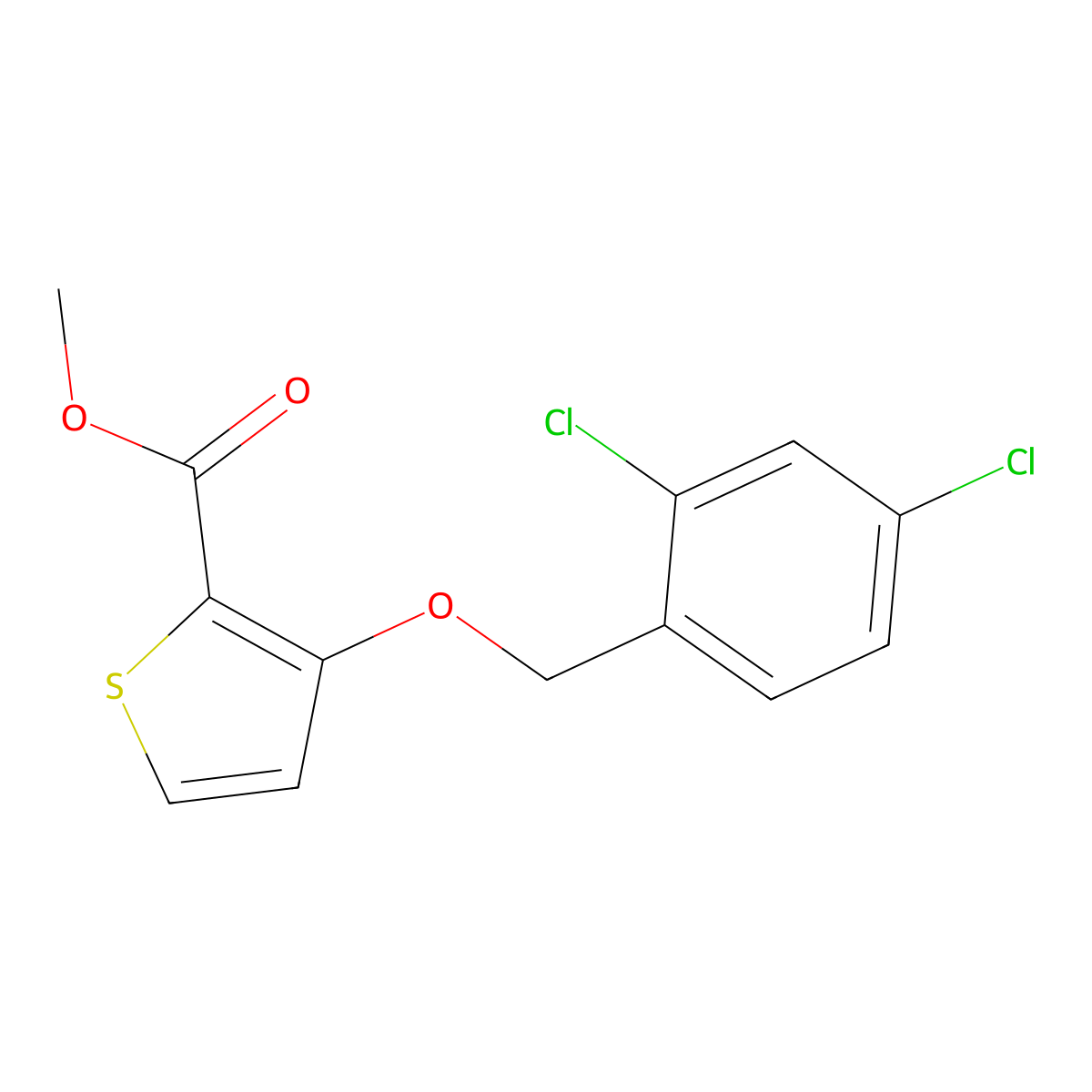 Methyl 3-[(2,4-dichlorobenzyl)oxy]-2-thiophenecarboxylate molecular structure, CAS 343375-78-0