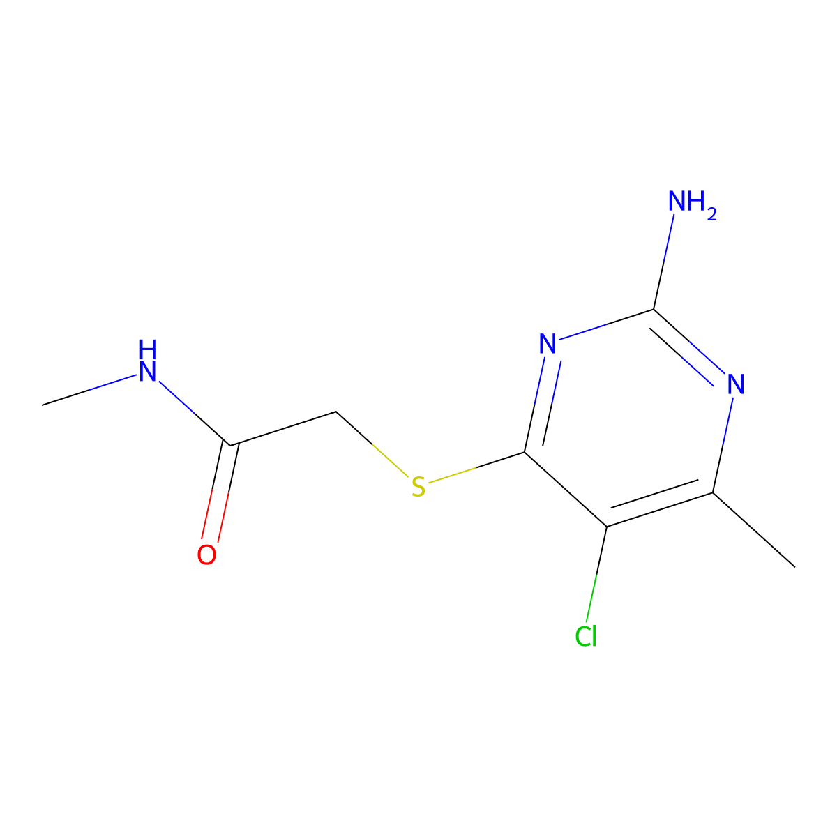 2-[(2-amino-5-chloro-6-methyl-4-pyrimidinyl)sulfanyl]-N-methylacetamide molecular structure, CAS 343375-79-1