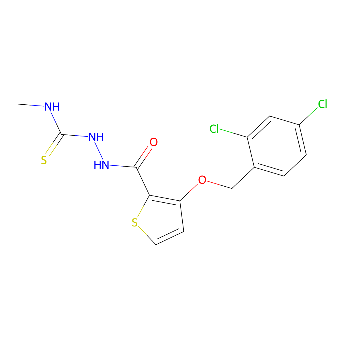 2-({3-[(2,4-dichlorobenzyl)oxy]-2-thienyl}carbonyl)-N-methyl-1-hydrazinecarbothioamide molecular structure, CAS 343375-86-0